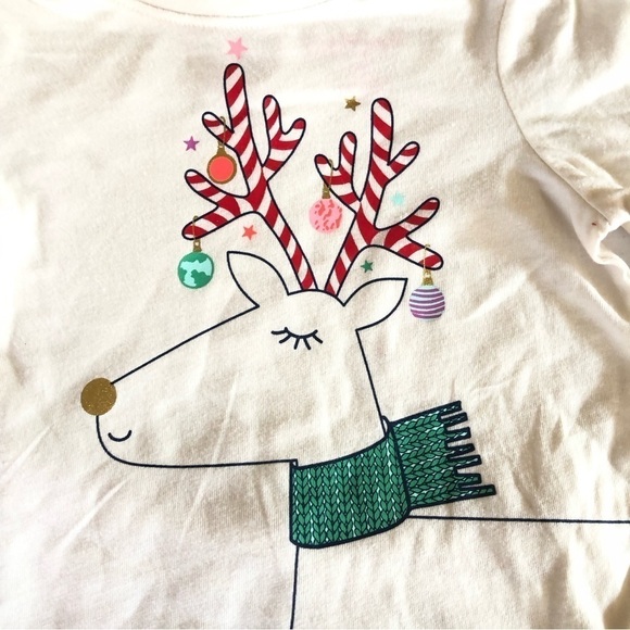 Cat & Jack Baby Girls Christmas Reindeer Striped 2 pc Outfit Set Size 18M - Picture 8 of 14